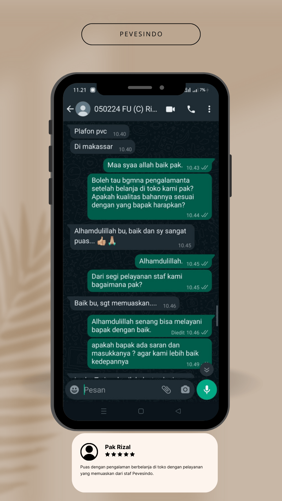 testimoni custumer pevesindo