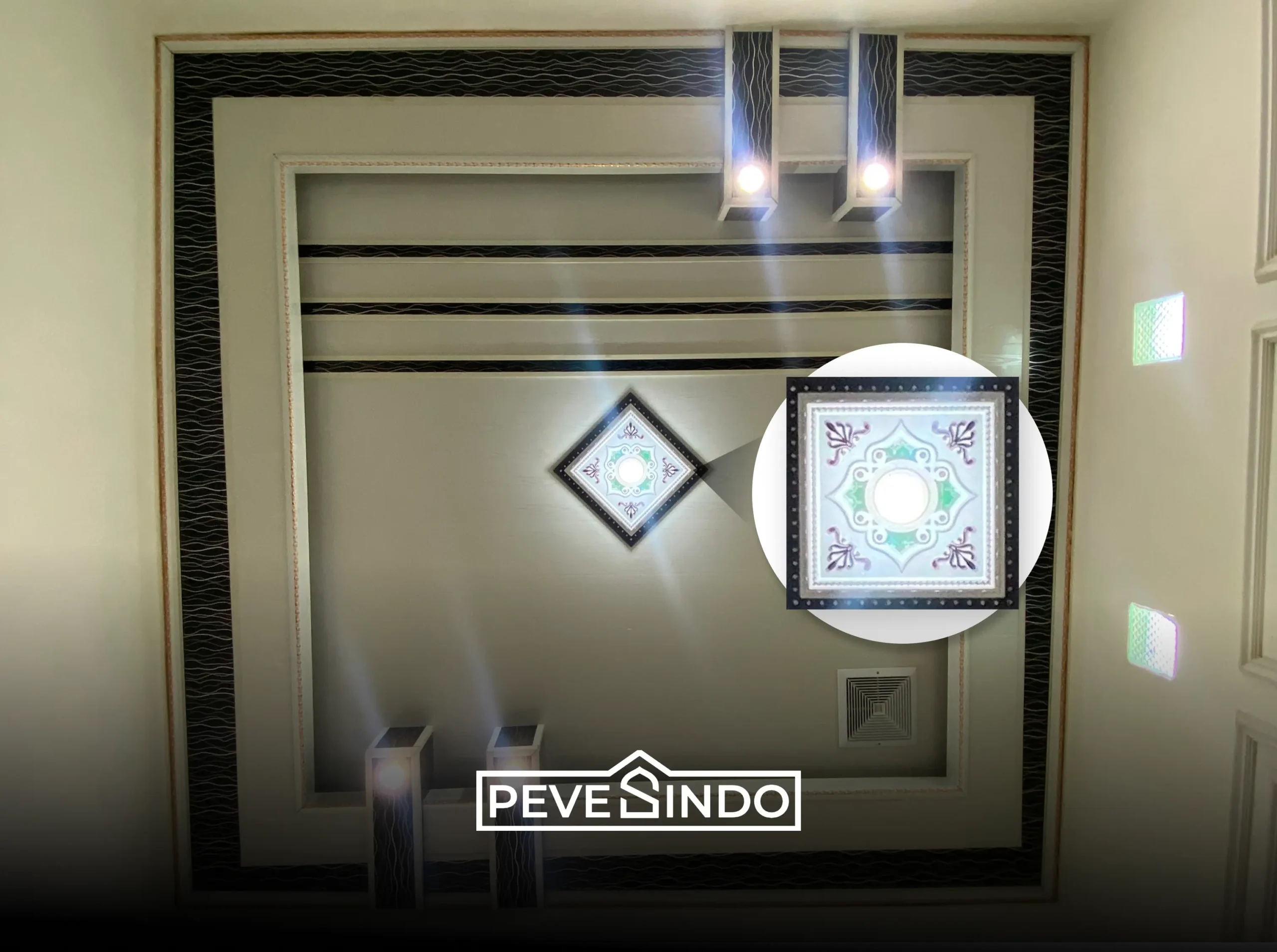 desain ornamen lampu geometris plafon pvc pevesindo