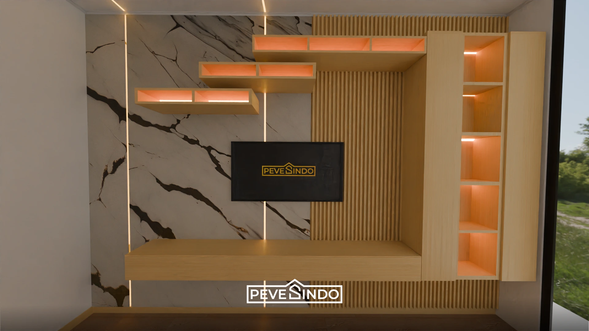 Backdrop TV Minimalis Ruang Keluarga