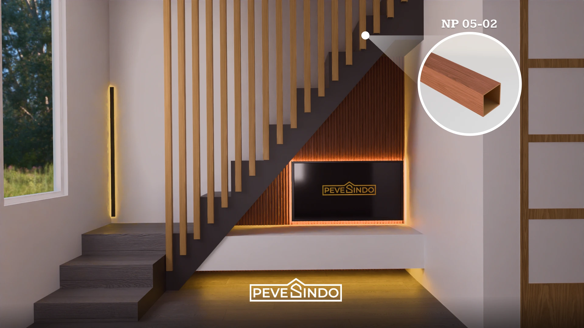 Design Backdrop TV Bawah Tangga