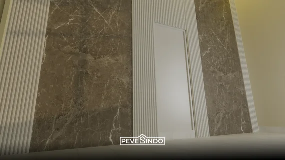 Wood Panel Ruang Tamu dengan Marmer: Sentuhan Modern dari Pevesindo
