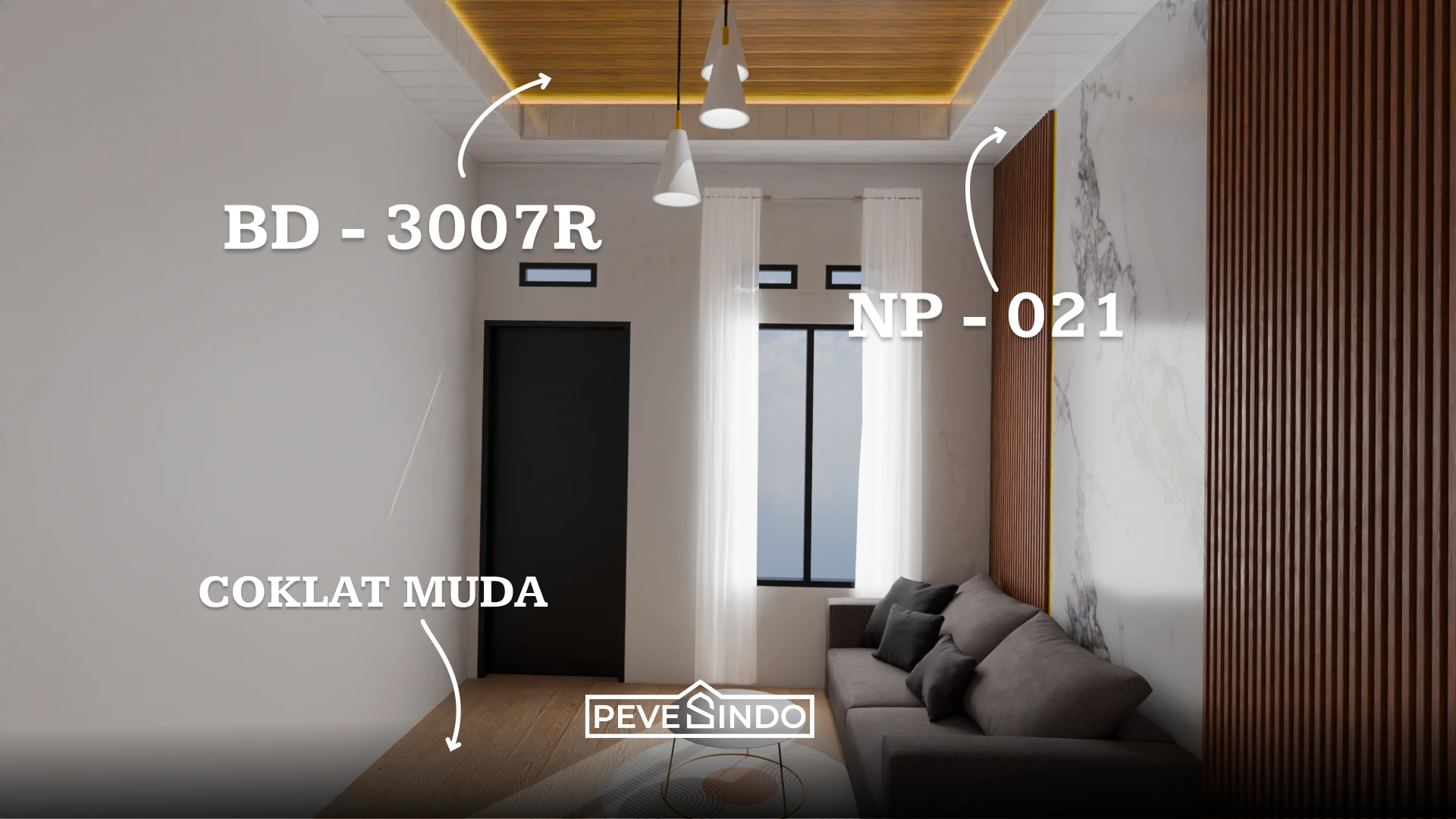 kombinasi plafon PVC dan lantai vinyl modern