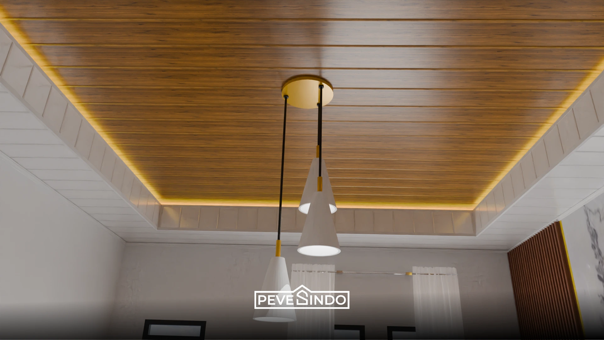 kombinasi plafon PVC dan lantai vinyl modern