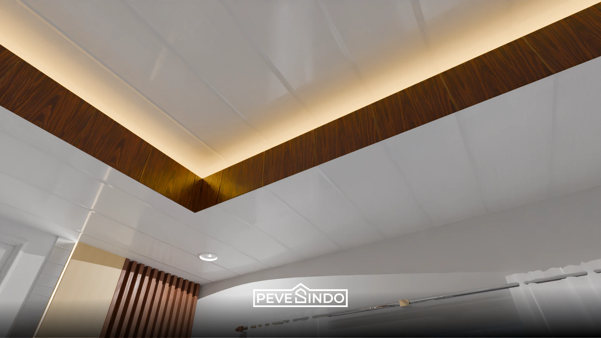kombinasi plafon PVC dan lantai vinyl modern