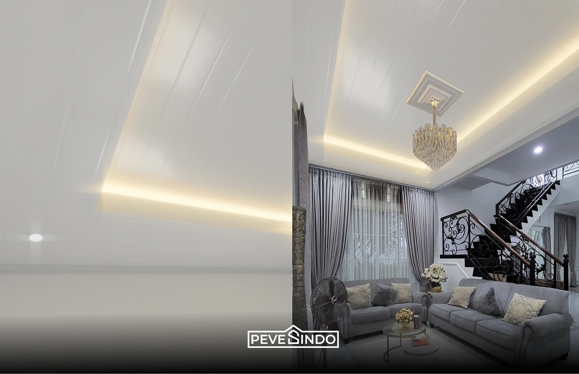 lampu LED strip plafon PVC