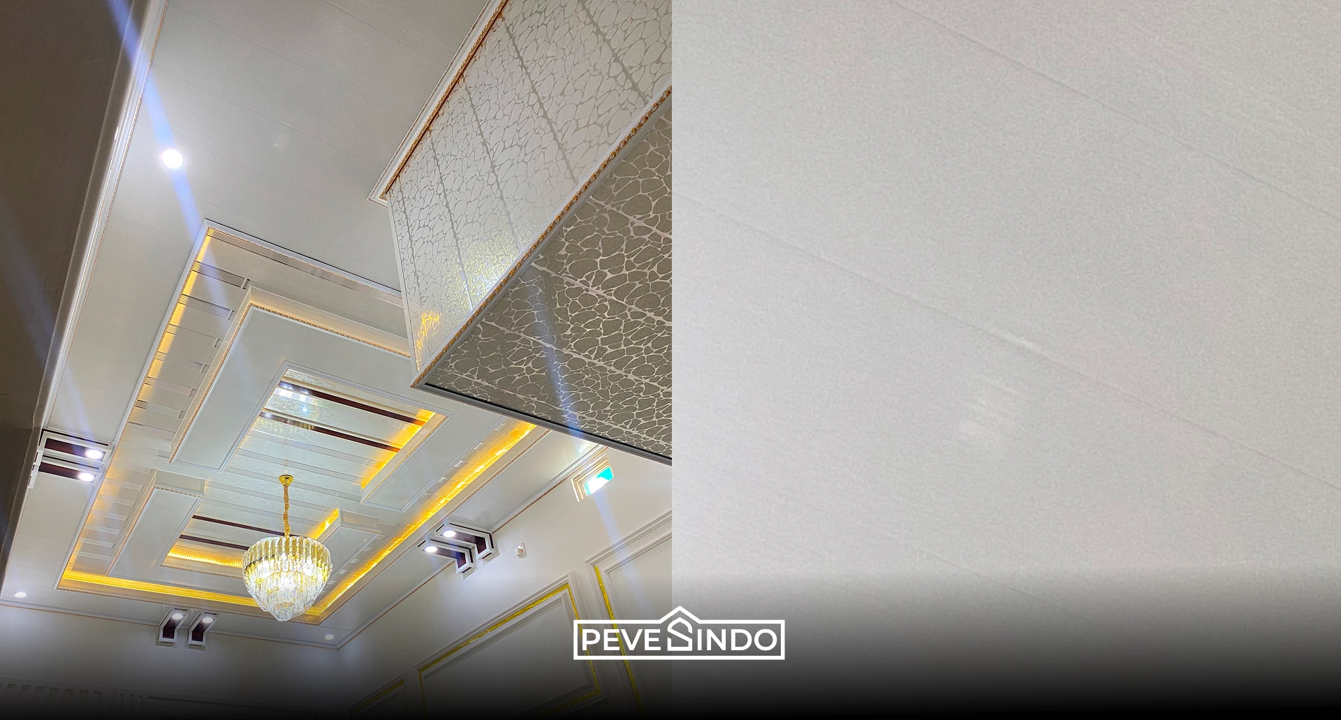 plafon pvc putih dan krem