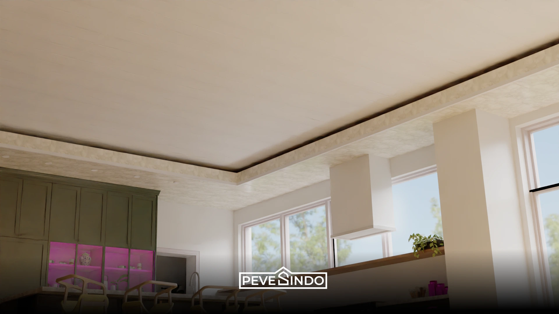 plafon pvc putih dan krem