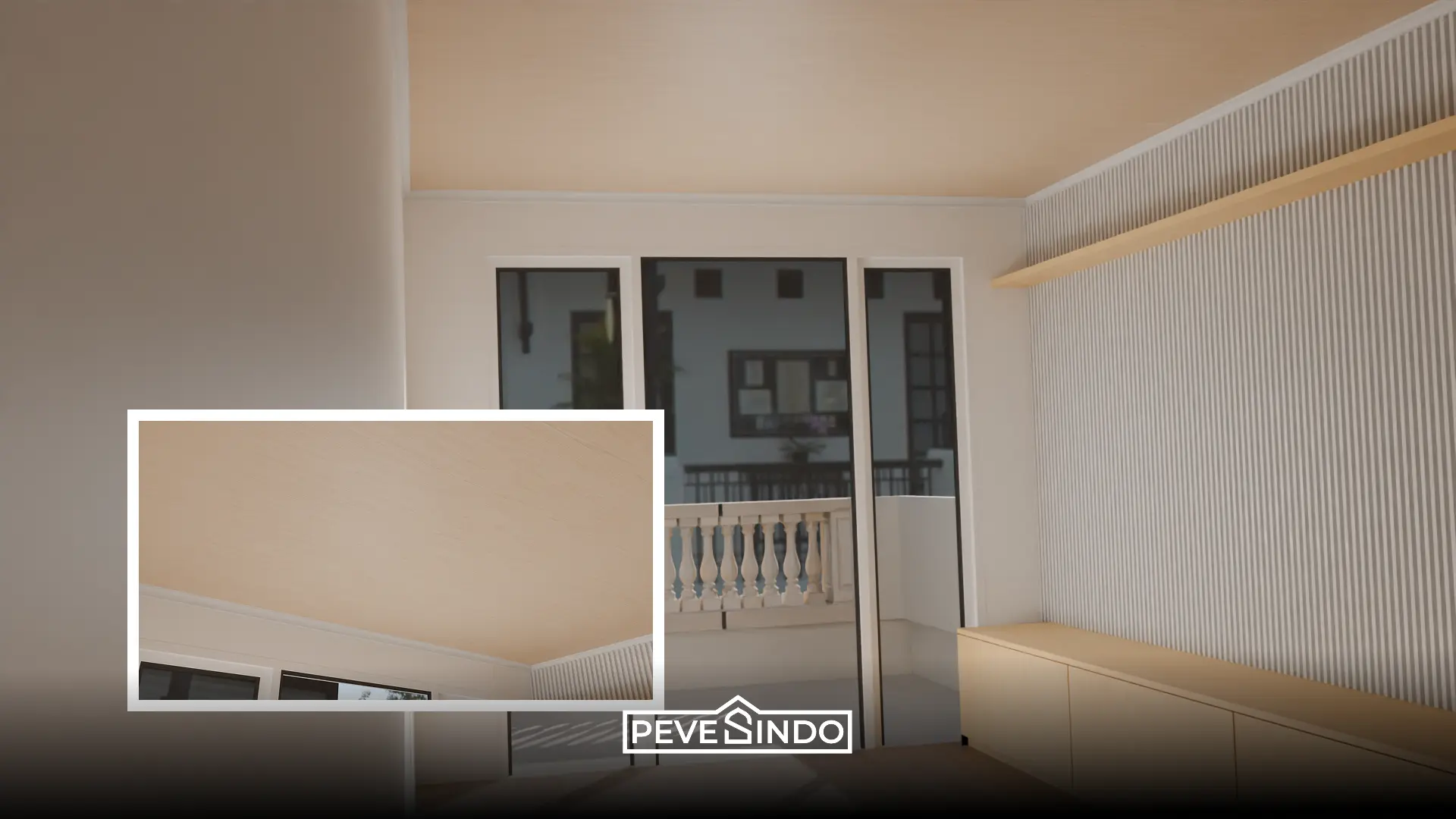 plafon pvc putih dan krem