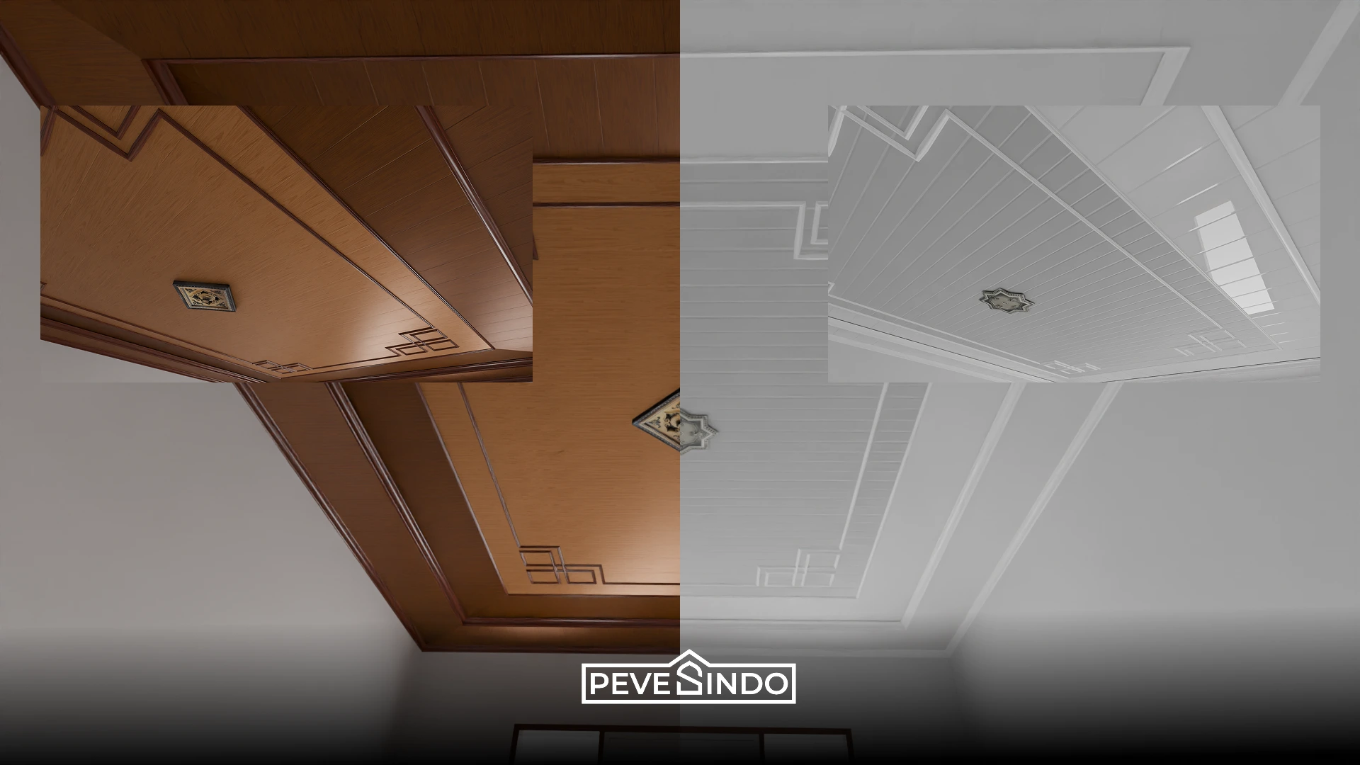 plafon pvc putih vs plafon pvc coklat kayu