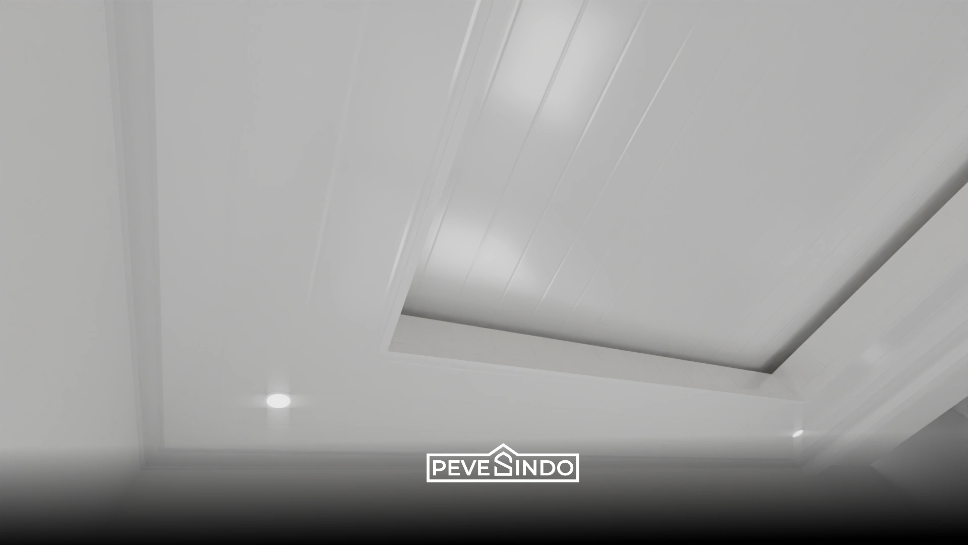 Model plafon PVC mewah warna putih mengkilap yang membuat ruangan sempit terlihat luas dan bersih.