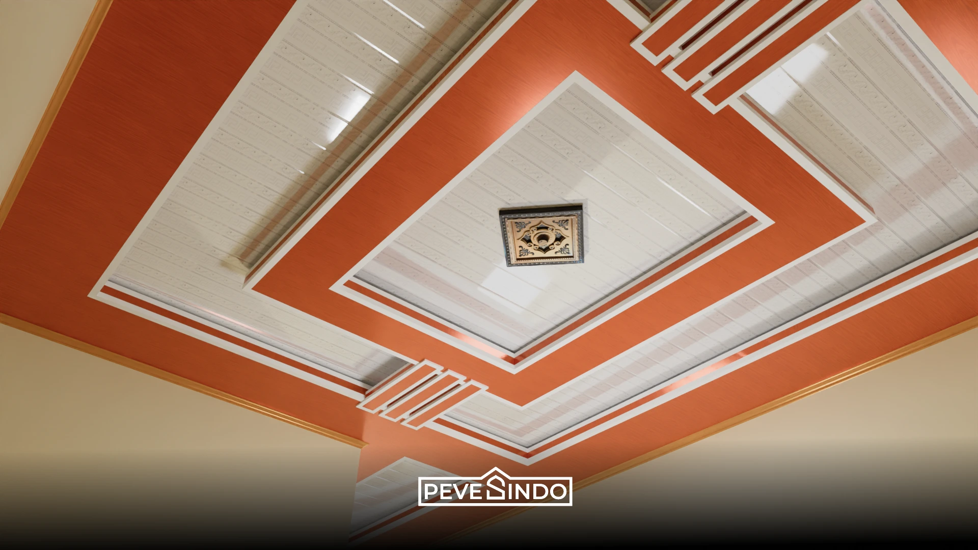 plafon pvc coklat dan putih glosy untuk dapur