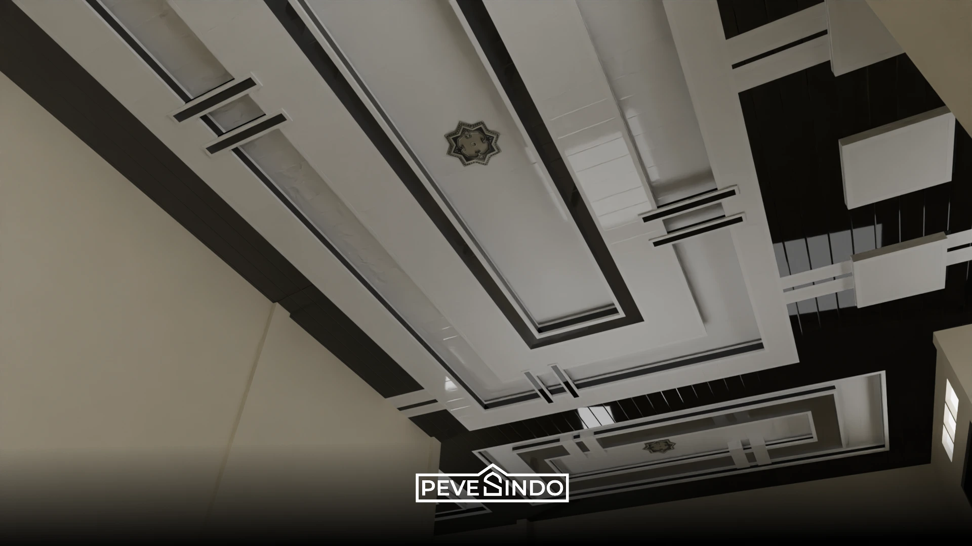 plafon pvc hitam putih monokrom untuk dapur