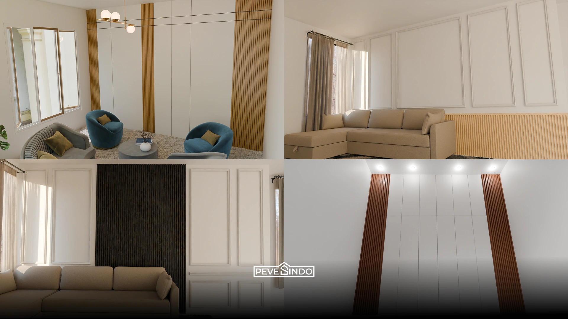 desain wall panel ruang keluarga