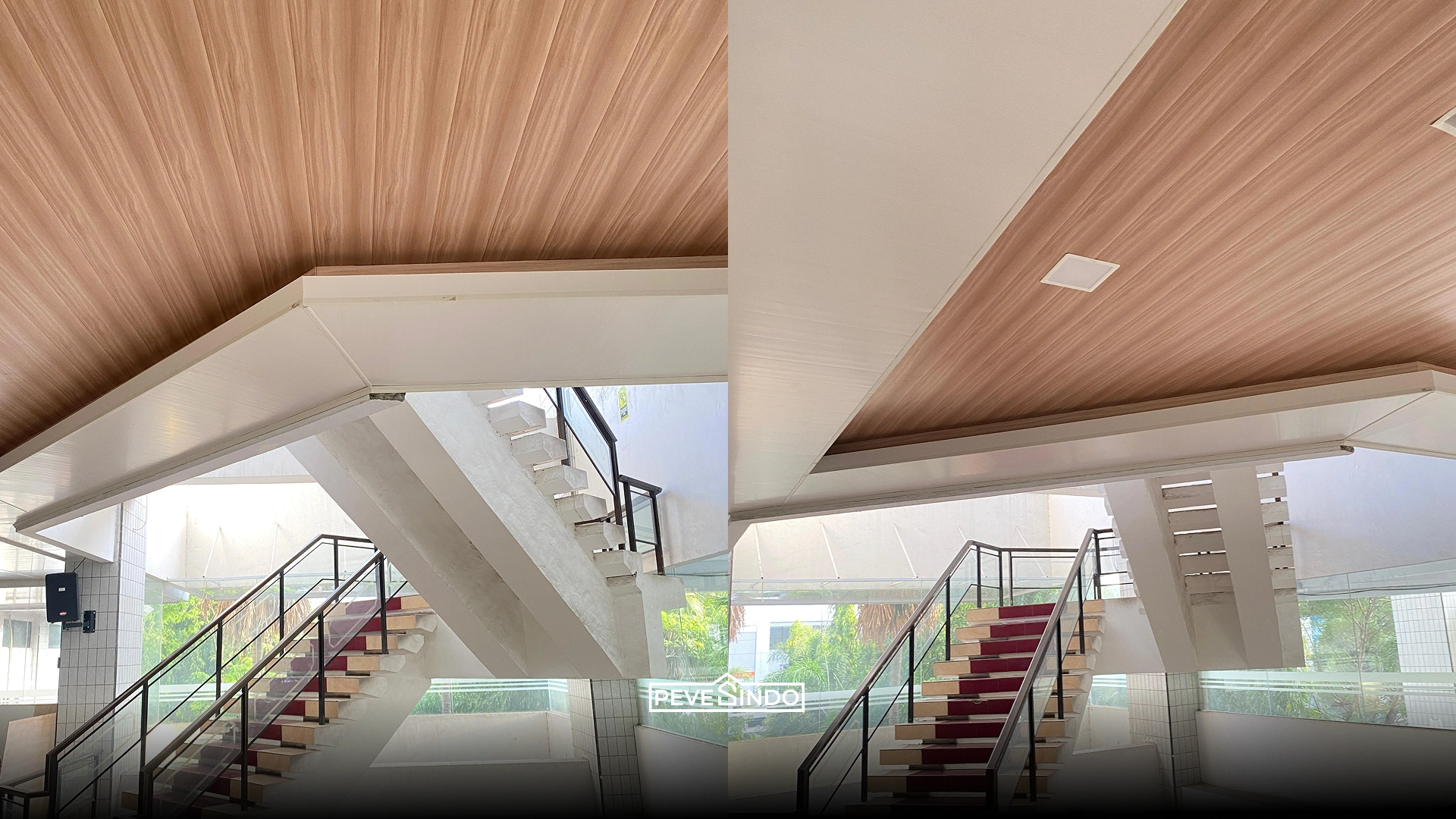 Tampilan plafon PVC seamless tanpa sambungan yang rapi, licin, dan bersih.