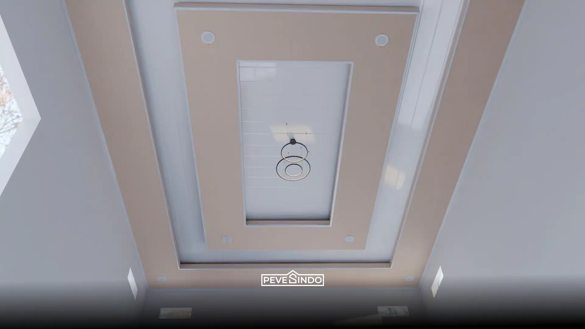 Plafon PVC warna beige cream elegan ala hotel bintang lima.