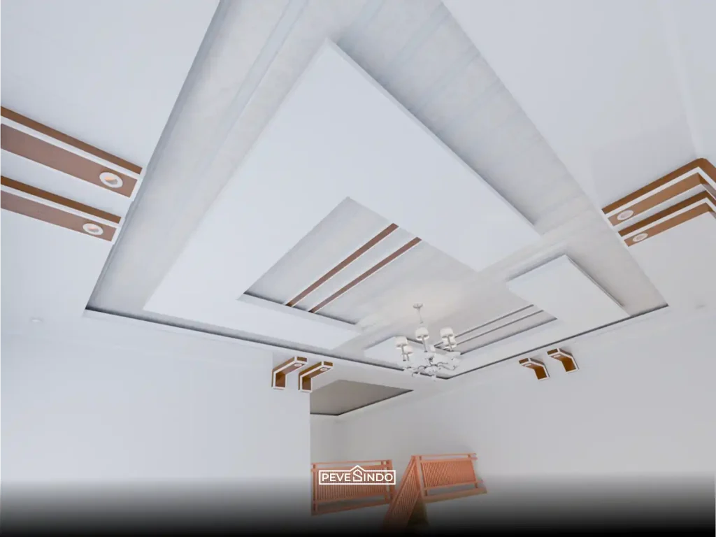 Variasi plafon bermotif bunga lembut untuk sudut ruang keluarga.