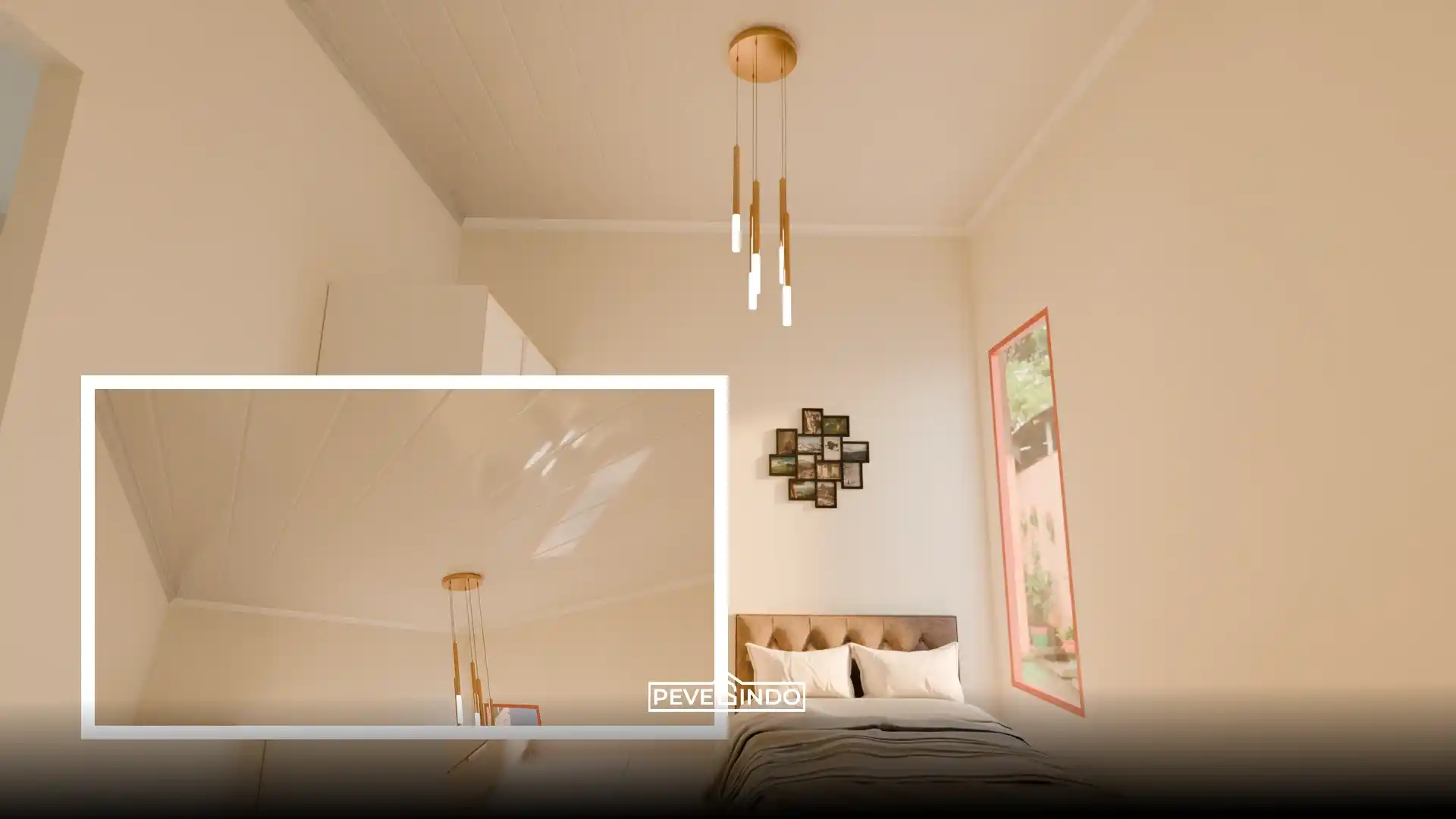 Plafon PVC flat minimalis warna putih polos untuk kesan ruangan luas.