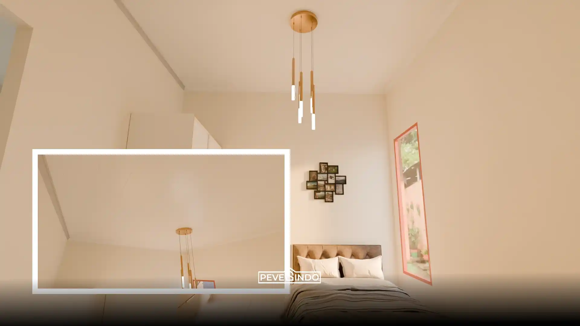 Plafon PVC flat motif kayu muda untuk rumah minimalis tropis.