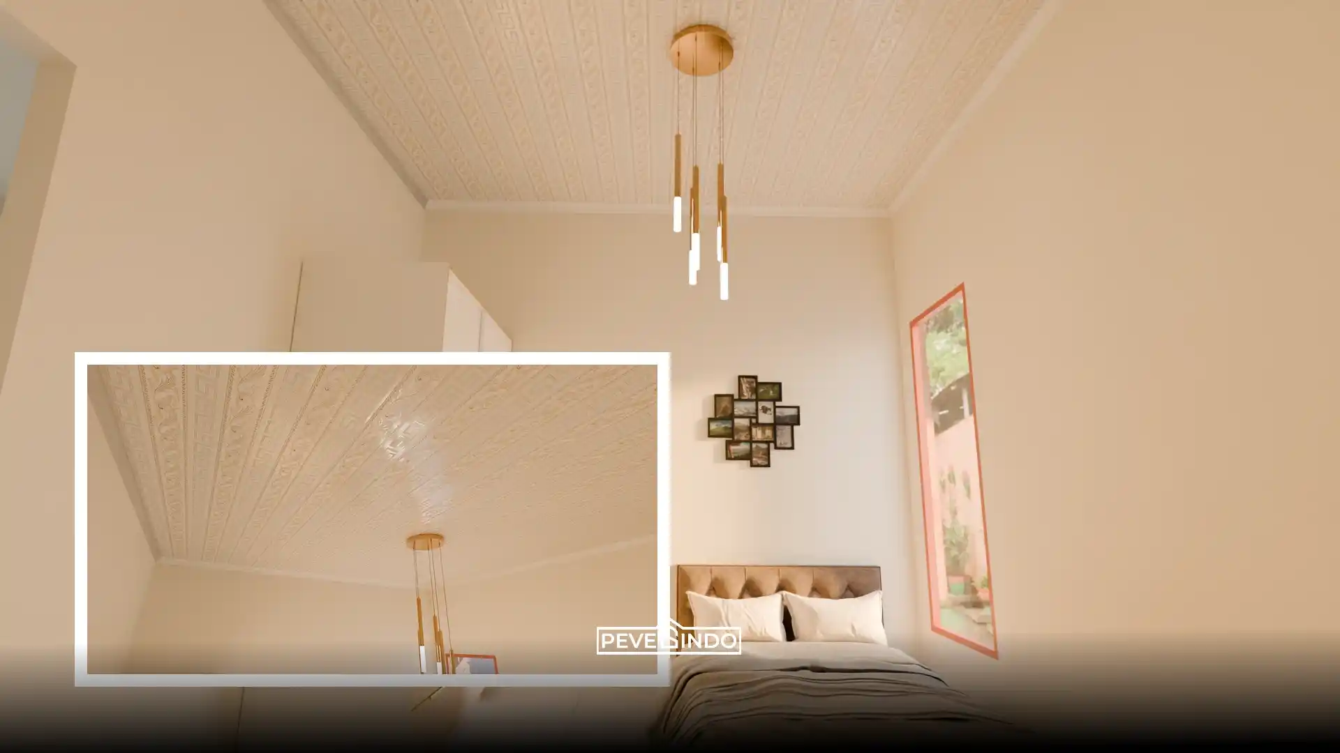 Desain plafon PVC flat motif bunga klasik untuk mempercantik langit-langit rumah