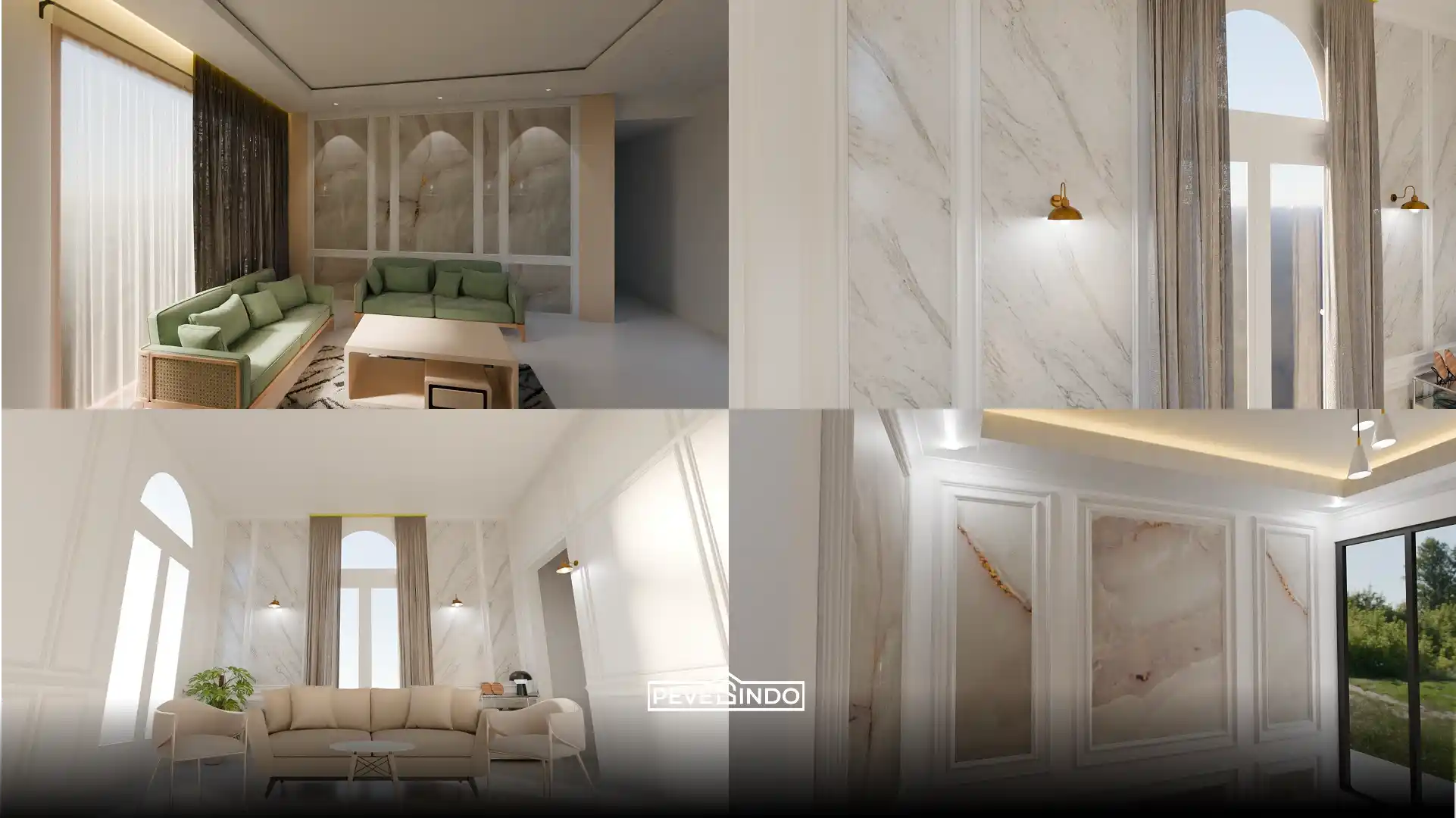 10 Kombinasi Dinding Marmer UV Board & Moulding Mewah