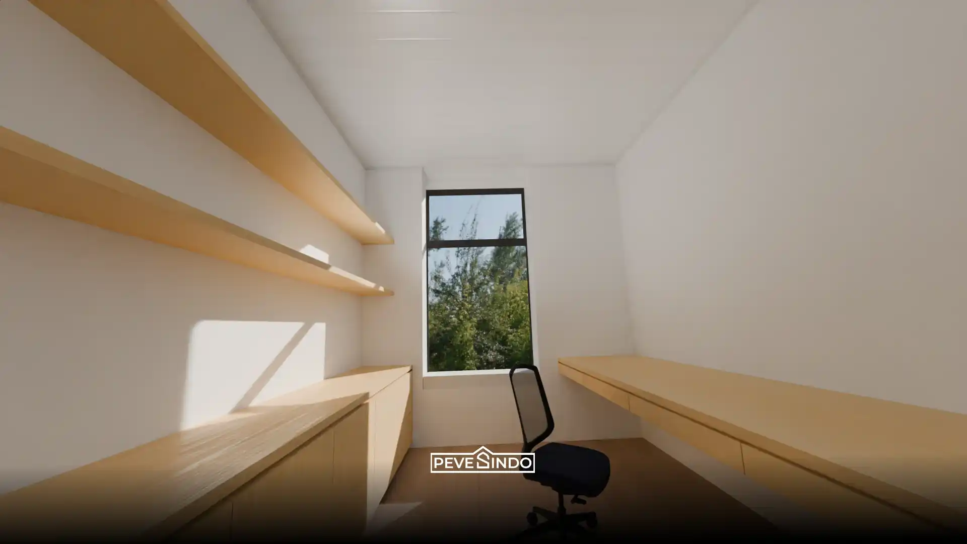 Ruko kecil yang terlihat mewah dan luas menggunakan plafon PVC moden dengan efek cermin.