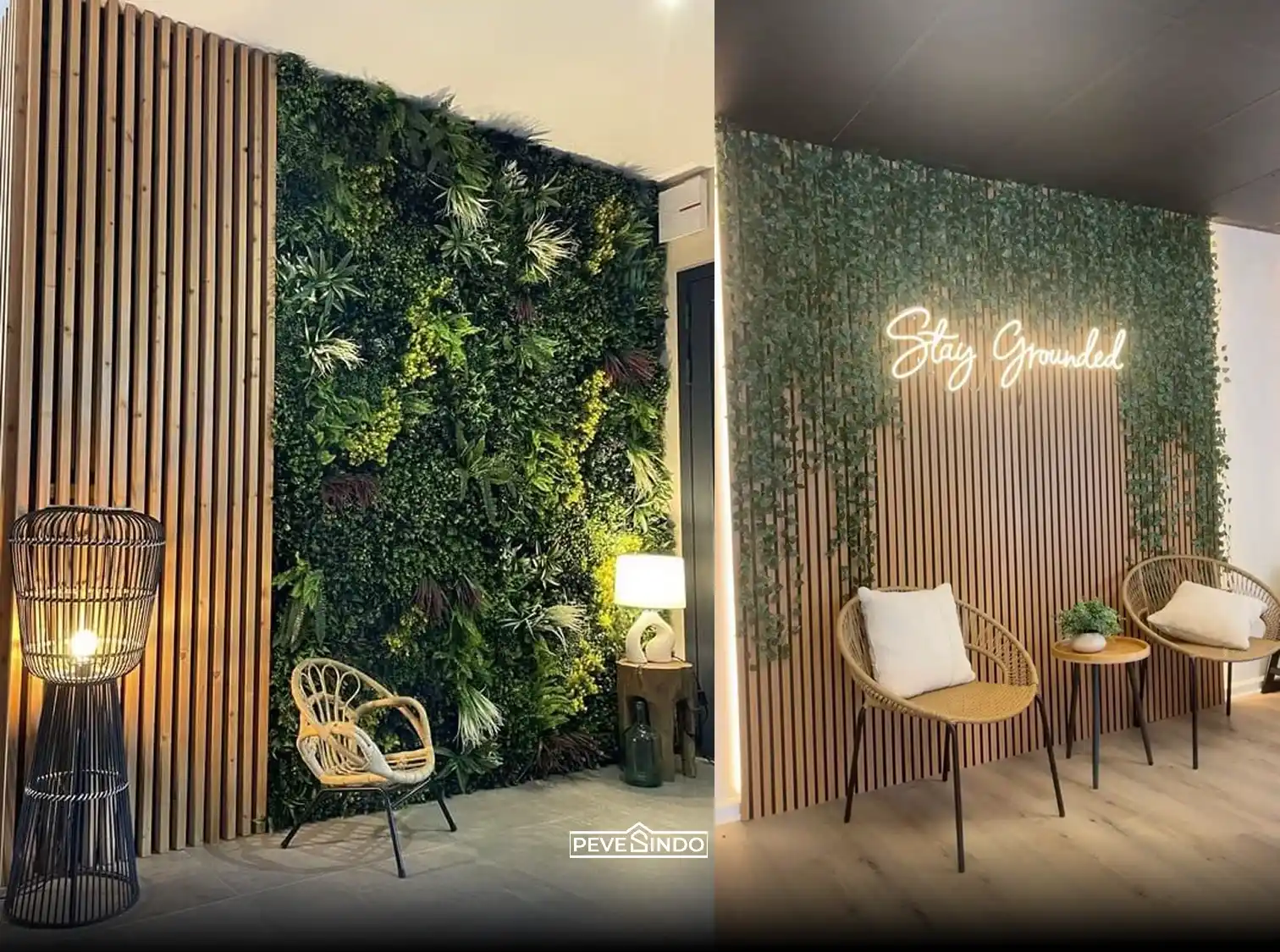 Ruang kerja di rumah dengan latar belakang zoom dari kisi kisi kayu.