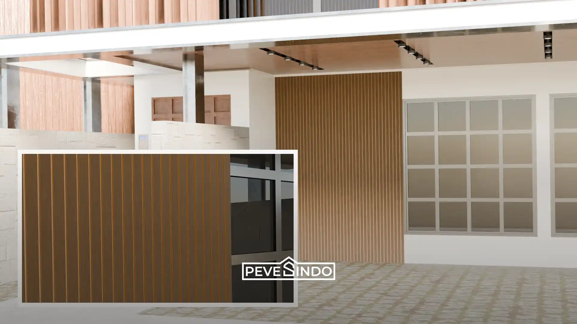 Pemasangan wpc panel pada fasad rumah untuk mencegah dinding melengkung akibat cuaca.