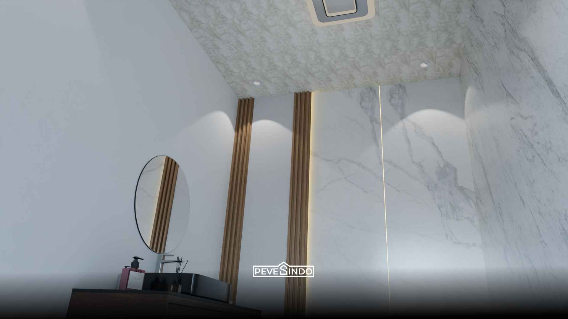 Paduan Wallpanel WPC dan UV Board Marmer untuk Dinding Kamar Mandi Bebas Lembap