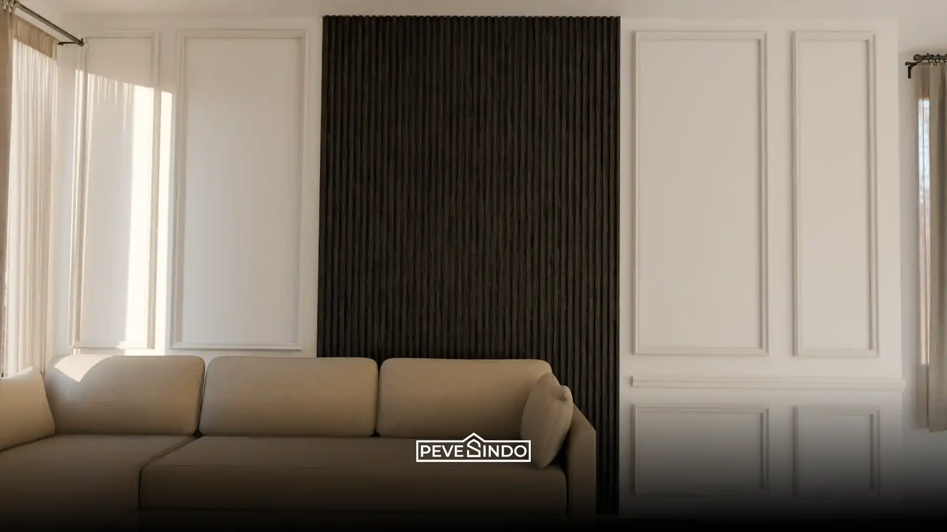 Ide wall moulding garis vertikal untuk membuat plafon rumah terasa lebih tinggi.