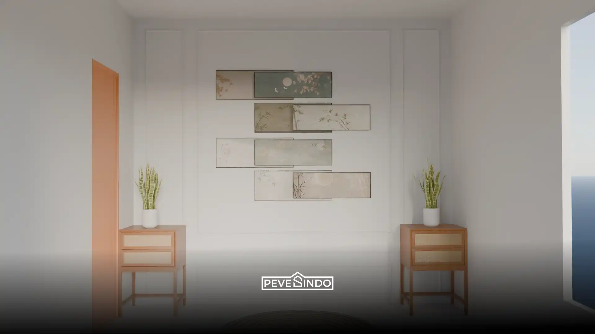 Desain moulding kotak simetris untuk dekorasi ruang tamu mewah.