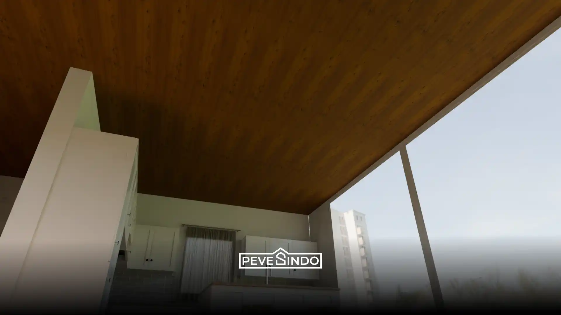 Desain plafon pvc di atas area dapur yang tahan terhadap uap air dan mudah dibersihkan dari noda.