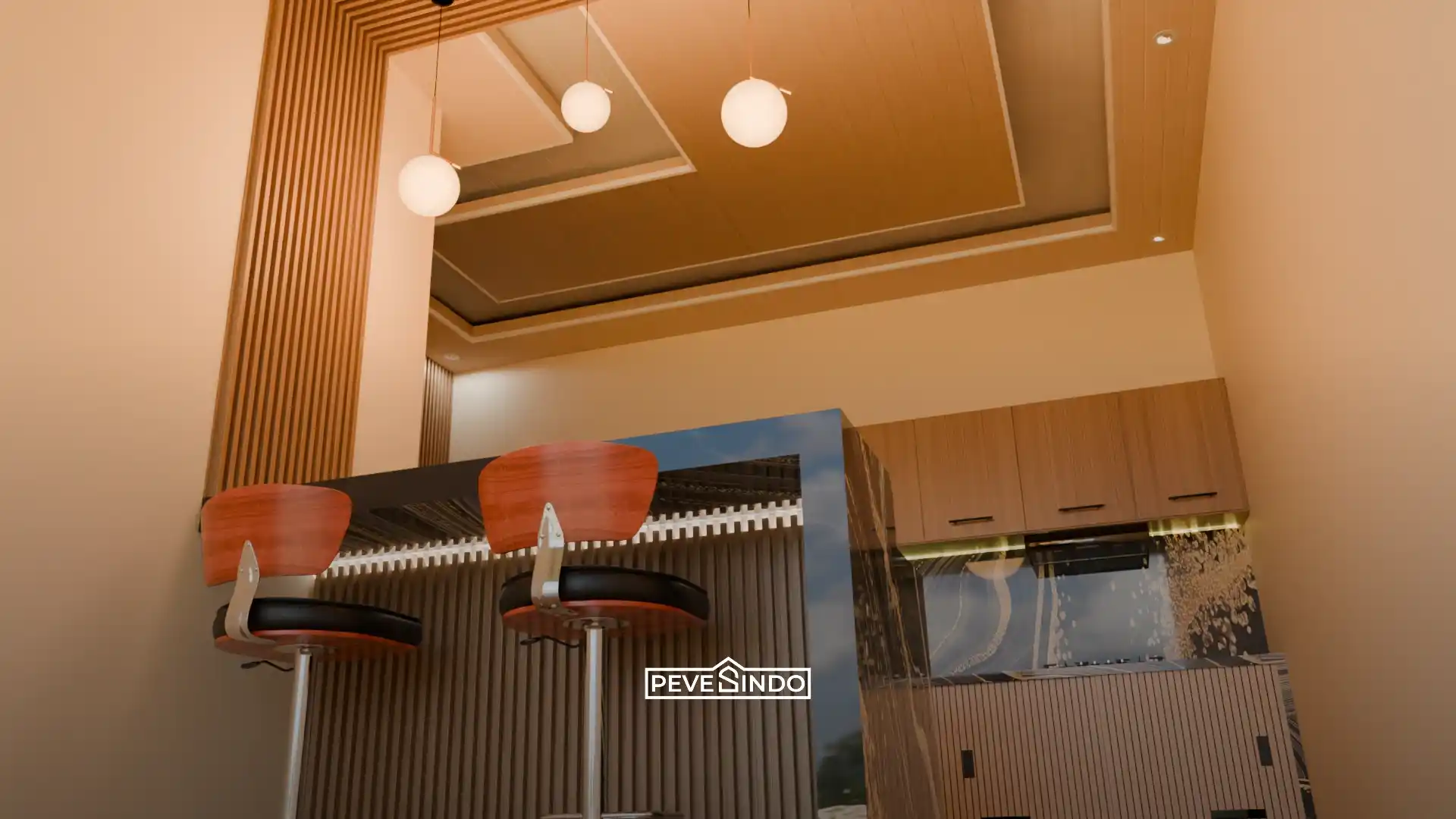 Proses instalasi plafon PVC di area dapur yang bersih dan bebas debu.