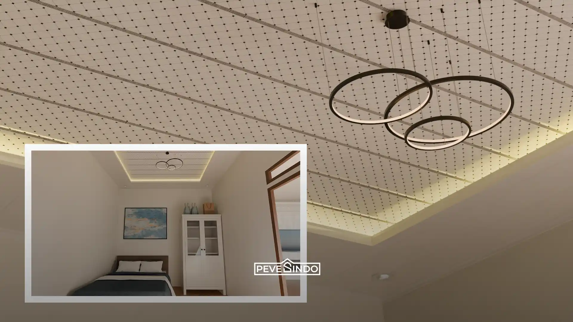 Pemasangan lampu LED strip low watt pada plafon PVC agar tidak panas dan melengkung.