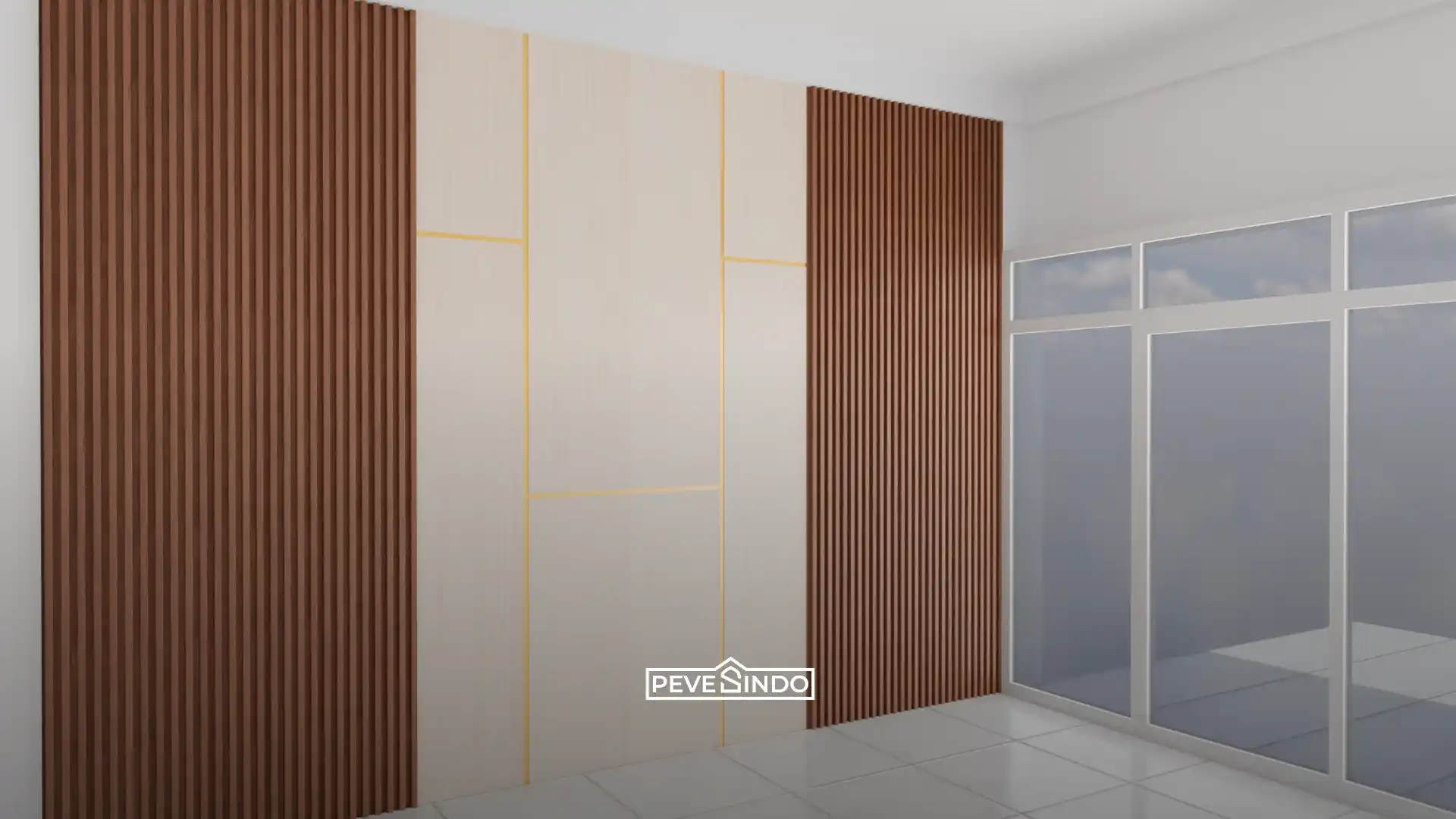 Pemasangan wall panel wpc di ruang tamu jogja untuk efisiensi waktu proyek arsitek.