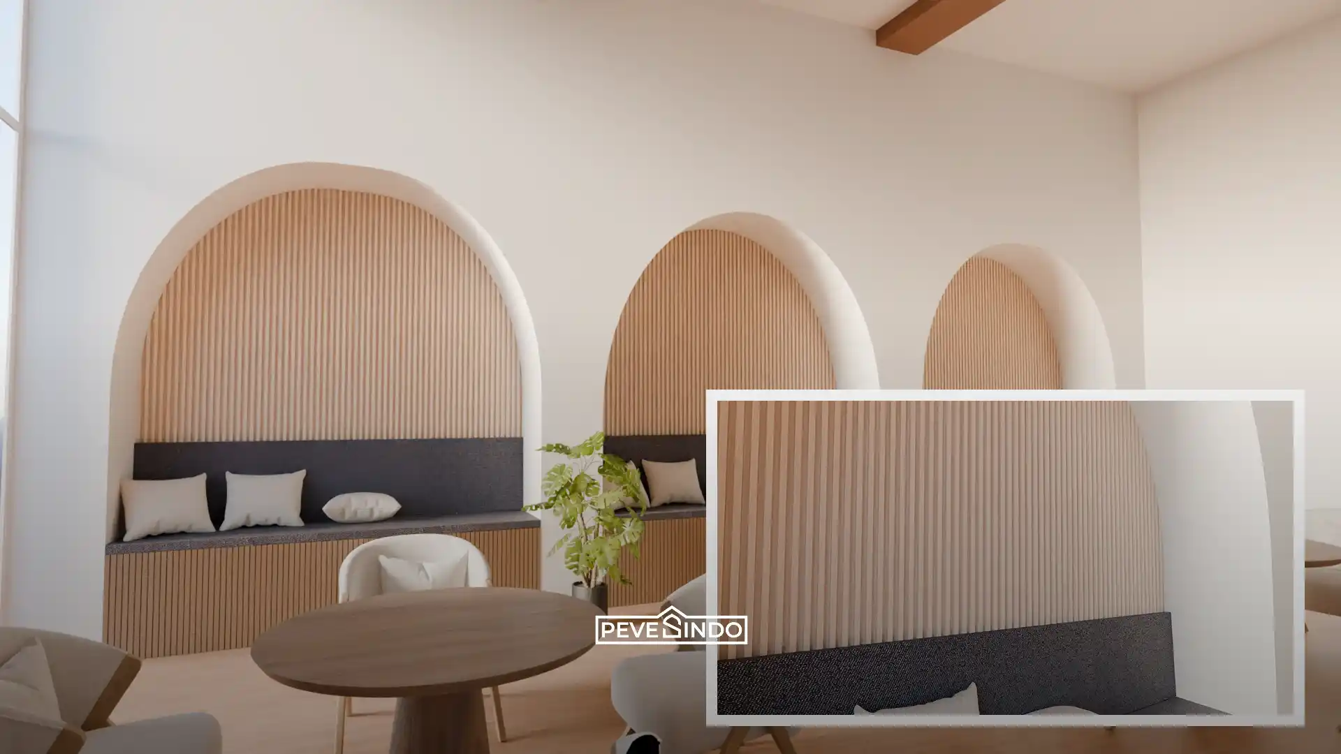 Wall panel pevesindo berkualitas tinggi yang tahan gores di area komersial.