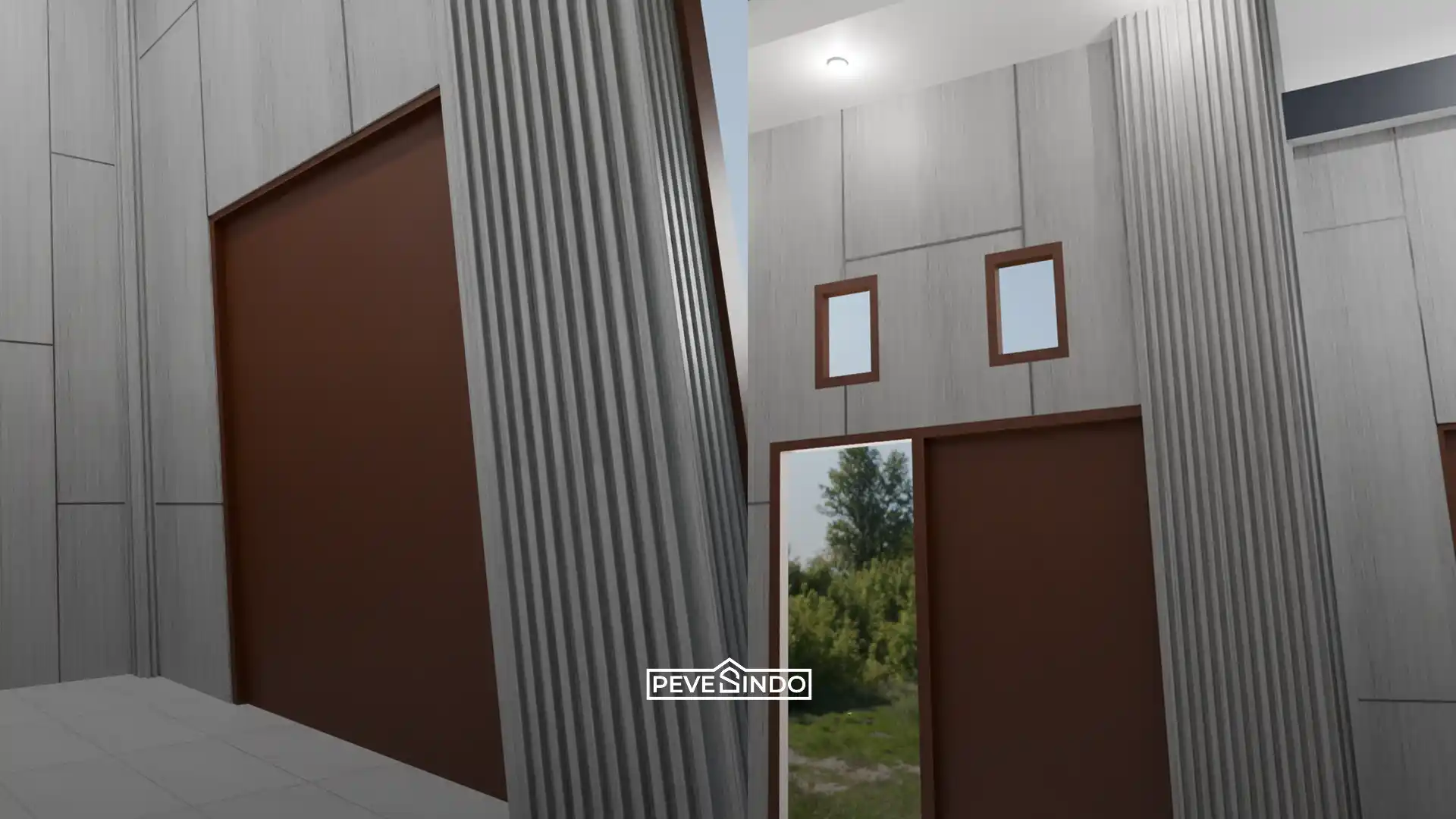 Pemasangan desain wall panel yang presisi dan rapat di area ruang keluarga.