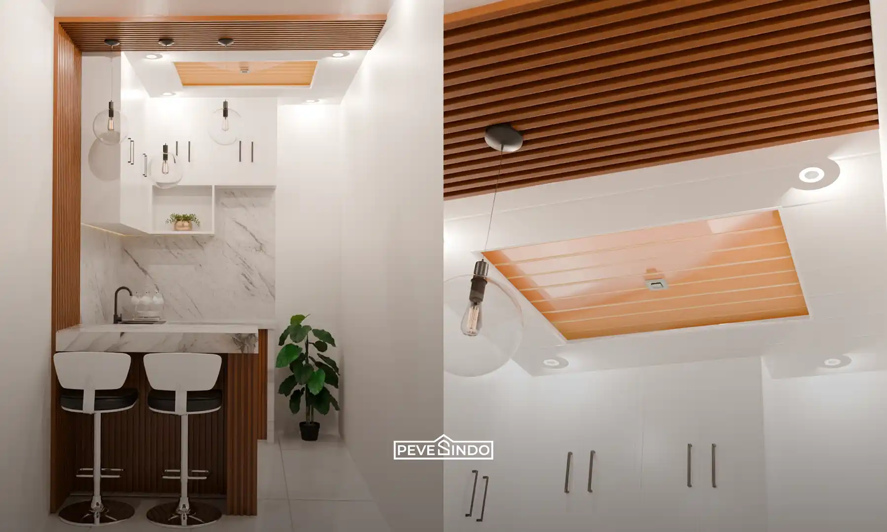 desain plafon PVC dapur minimalis yang membuat ruangan terlihat lebih rapi dan nyaman.