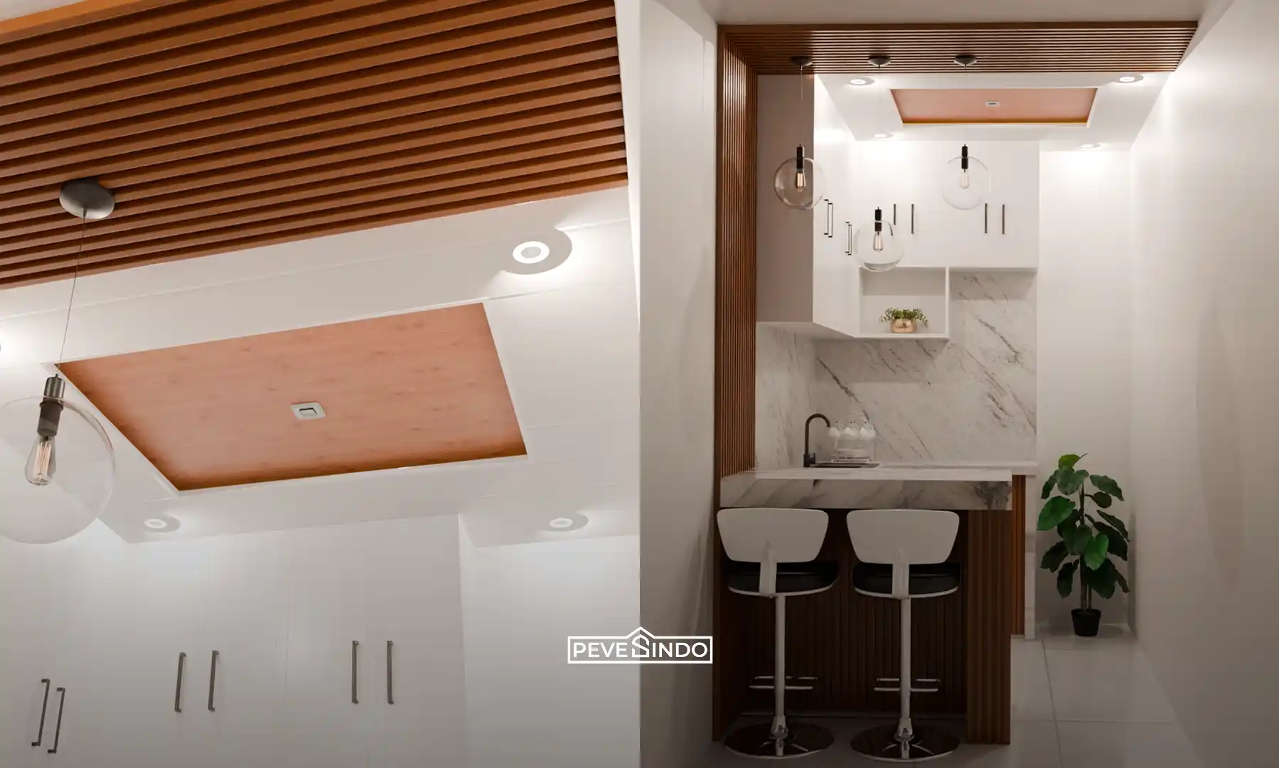 plafon PVC motif kayu untuk dapur yang tampil natural dan tahan rayap.