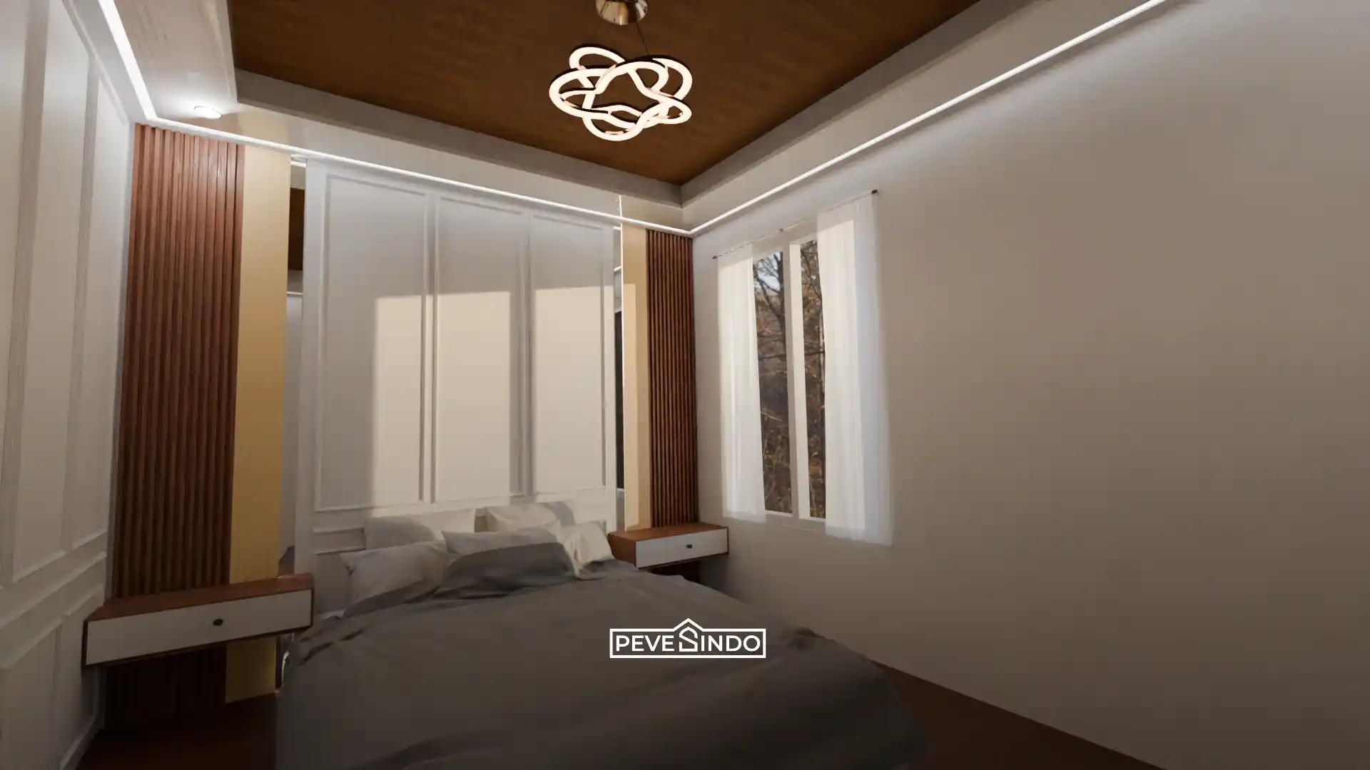 Instalasi plafon pvc jogja bebas rayap di area kamar tidur utama.
