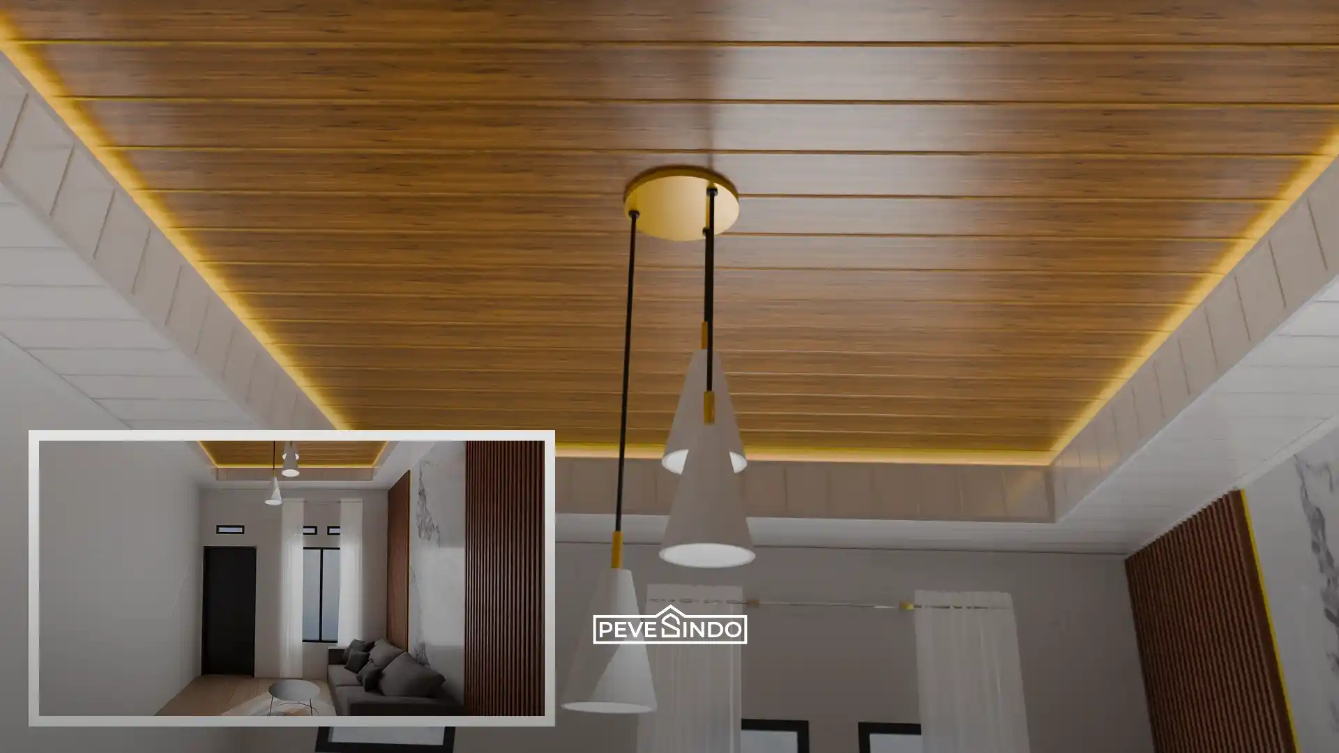 Ventilasi silang pada area atap rumah yang dipadukan dengan plafon PVC minimalis modern.