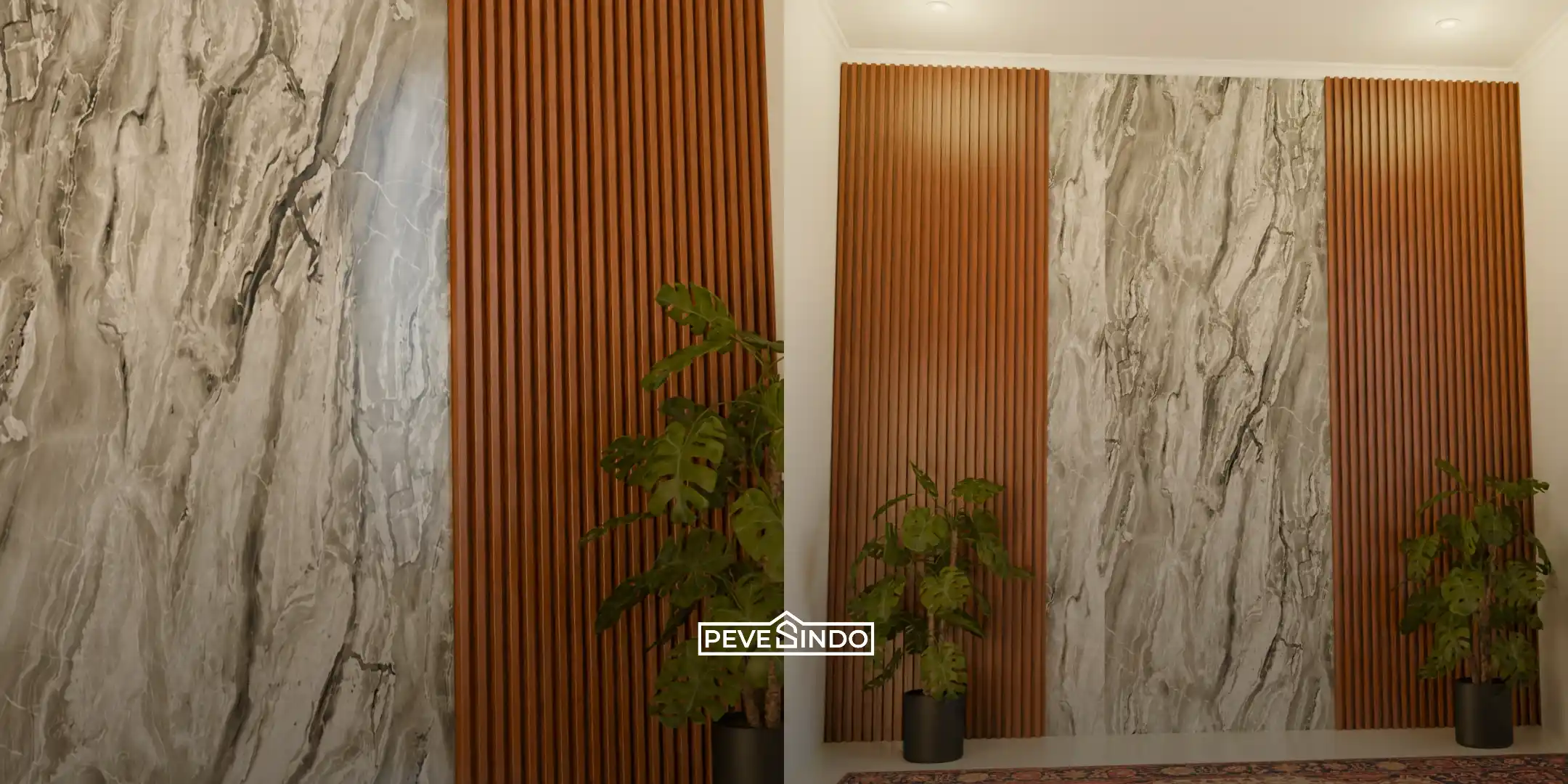 Kamar tidur nyaman dengan backdrop dinding modern yang mendukung suasana bersih dan elegan setelah renovasi.