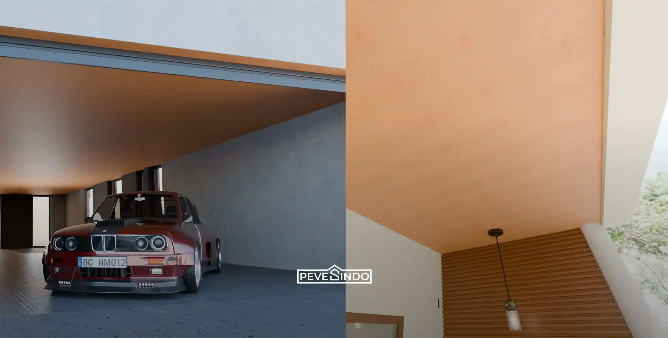 Teras rumah menggunakan plafon PVC yang tahan terhadap panas dan hujan.