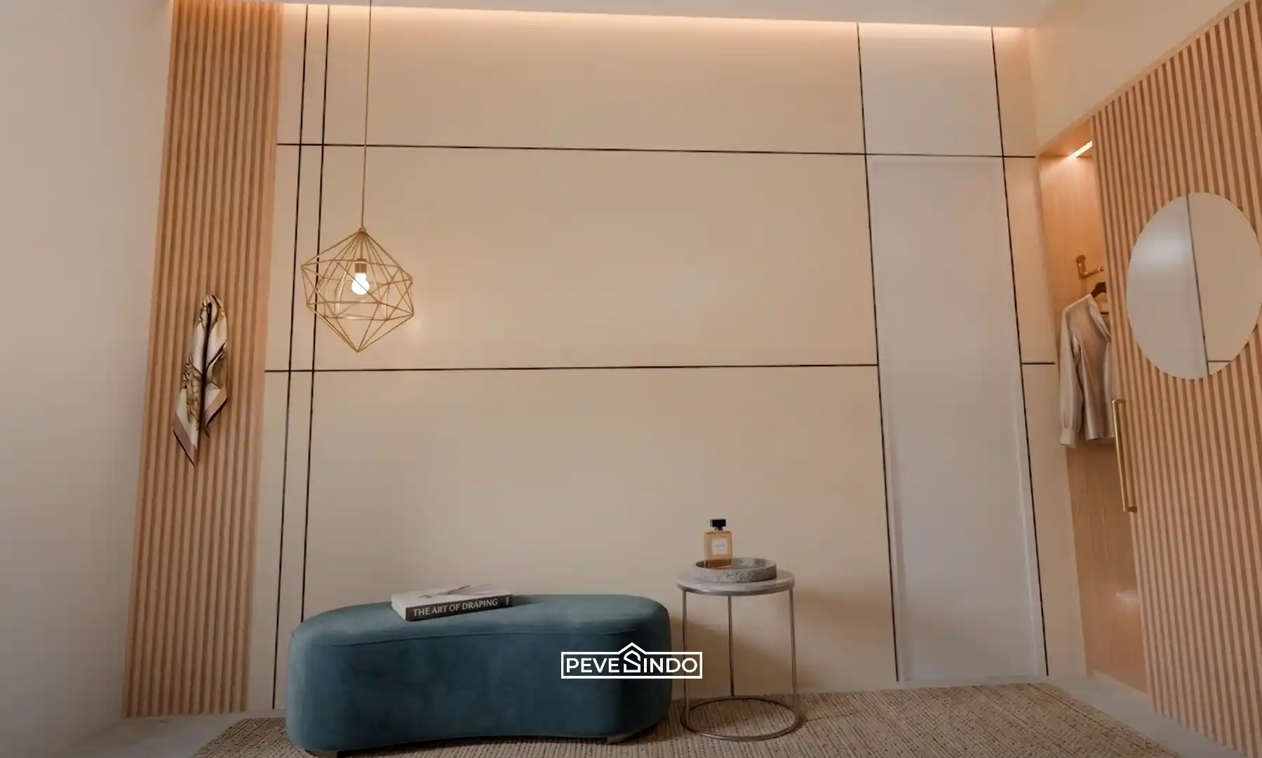 WPC panel pada ruang ganti butik yang terlihat bersih dan rapi.